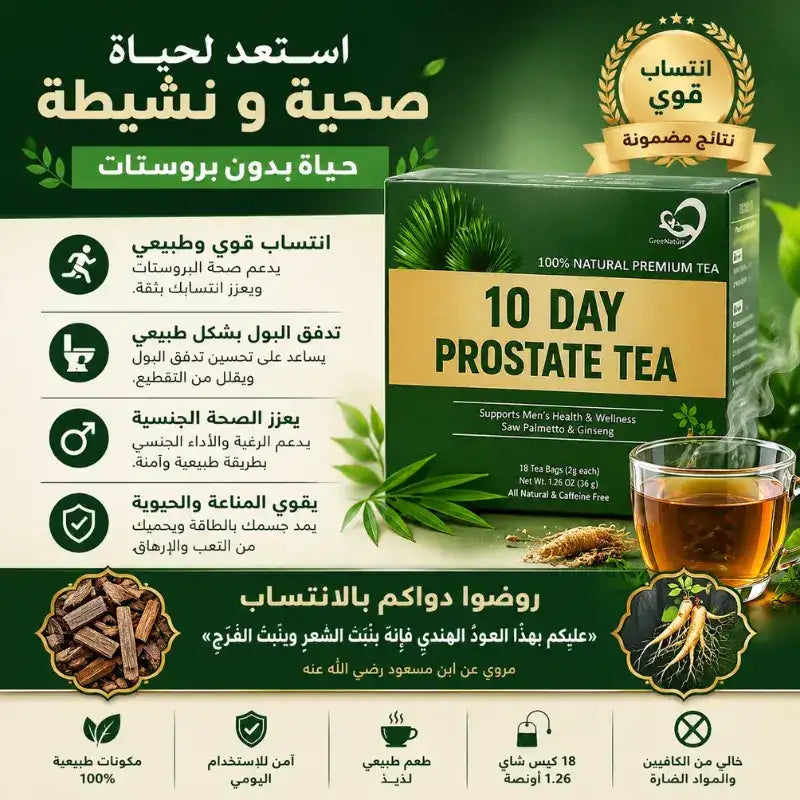 شاي البروستاتا الطبيعي — كورس 10 أيام