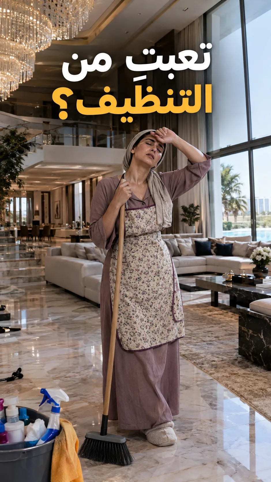 إرهاق تنظيف المنازل الكبيرة في الإمارات